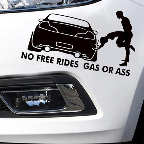 Funny No Free or Ass Rides Gas Vehicle Car Reflective Decals Sticker Decoration