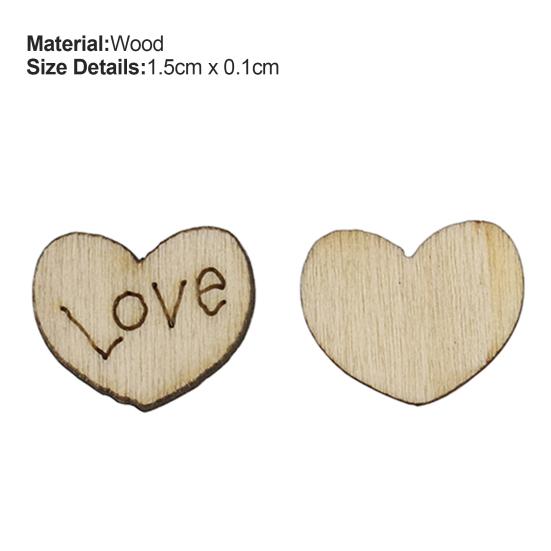 100Pcs Love Heart No Hole Wood Buttons Sewing Craft Clothes Decor DIY Scrapbooking