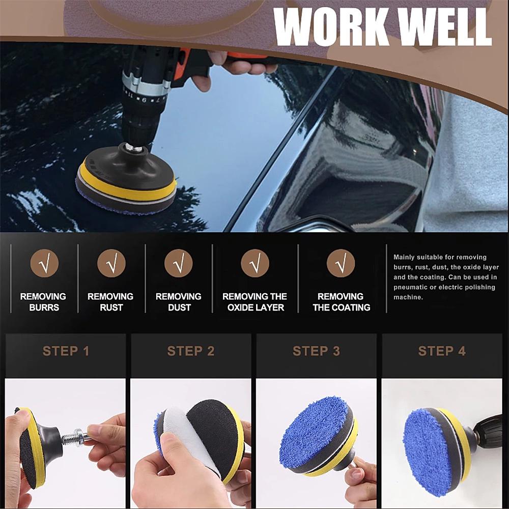 2/3/4/5/6/7inch Microfiber Polishing Pad For Cars Body Polish Wax Buffer Pad Wash Cleaning Micro Fiber Polishing