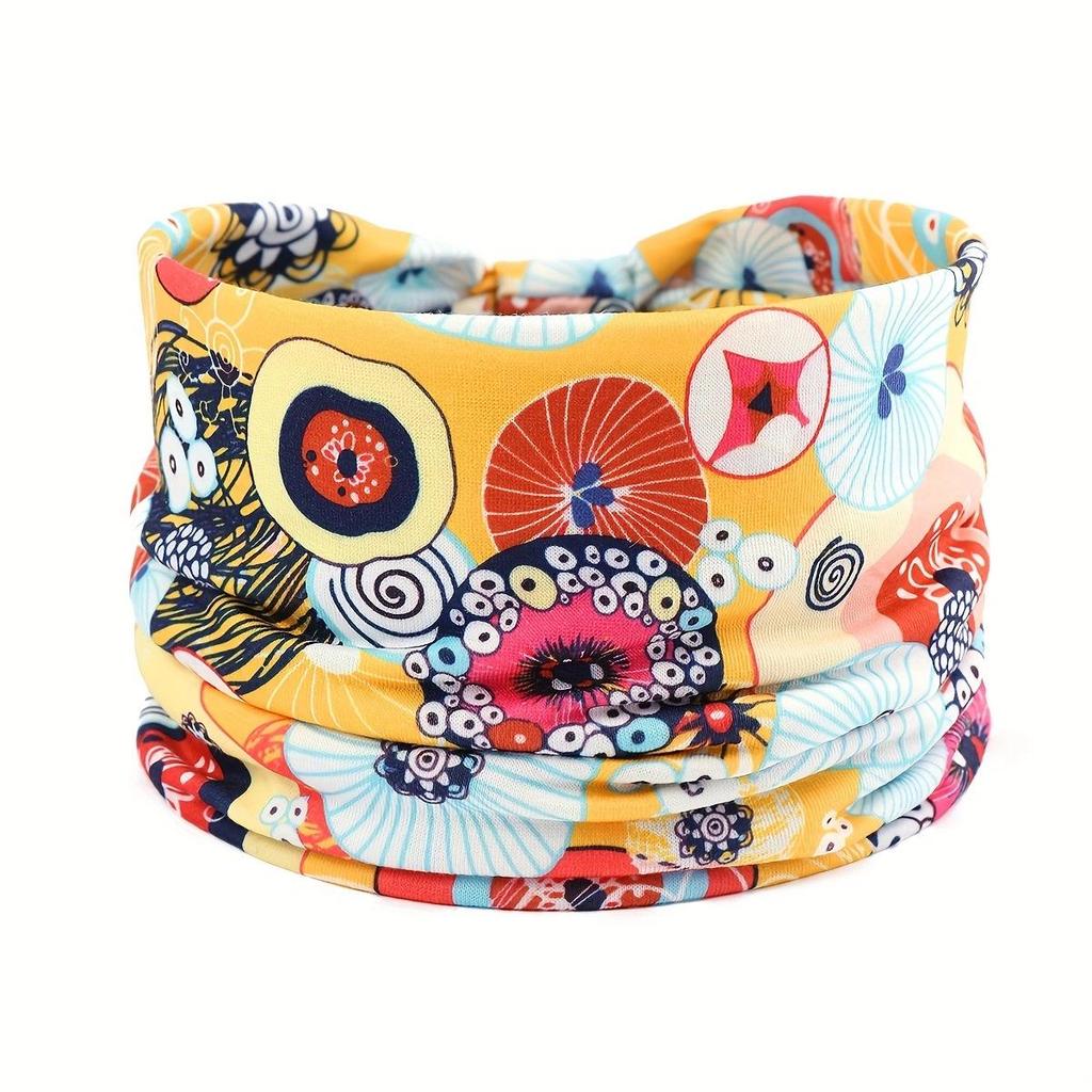 Женская богемная повязка для йоги с узором «кешью» - Впитывающая пот, эластичный хлопковый аксессуар для волос