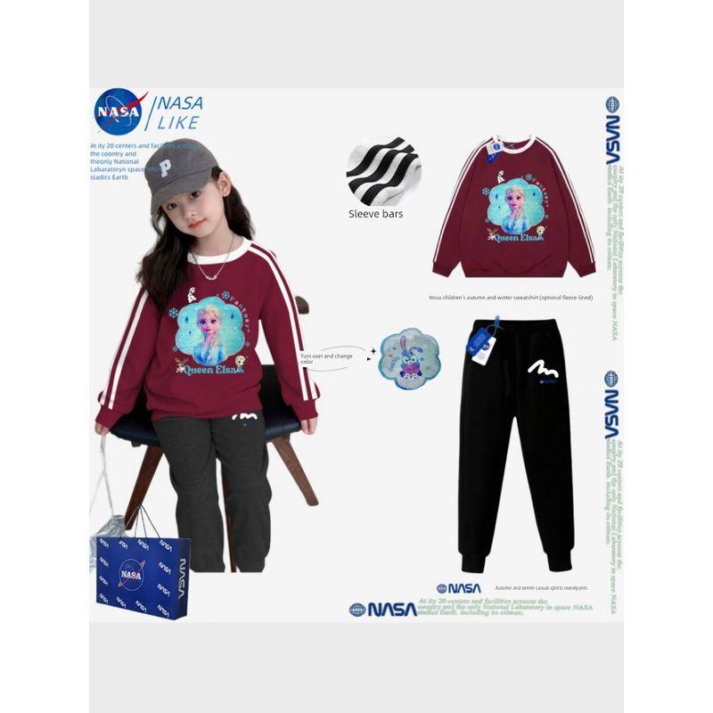 Осенний наряд для девочек Nasa, одежда Эльзы из мультфильма «Холодное сердце», новый детский свитшот 2025, весенне-осенний комплект из двух предметов