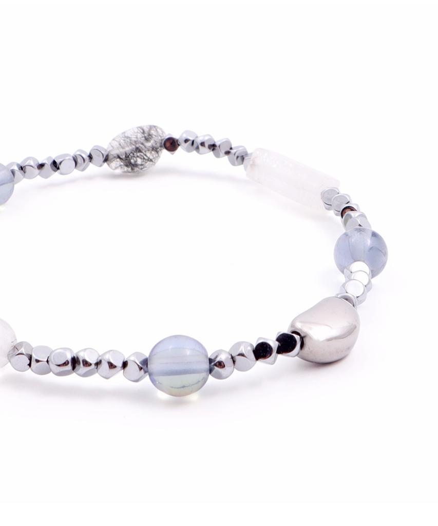 Браслет Polalita Lunar Blue Glow & White Stone Mix (Plt-Br-102_Sv)