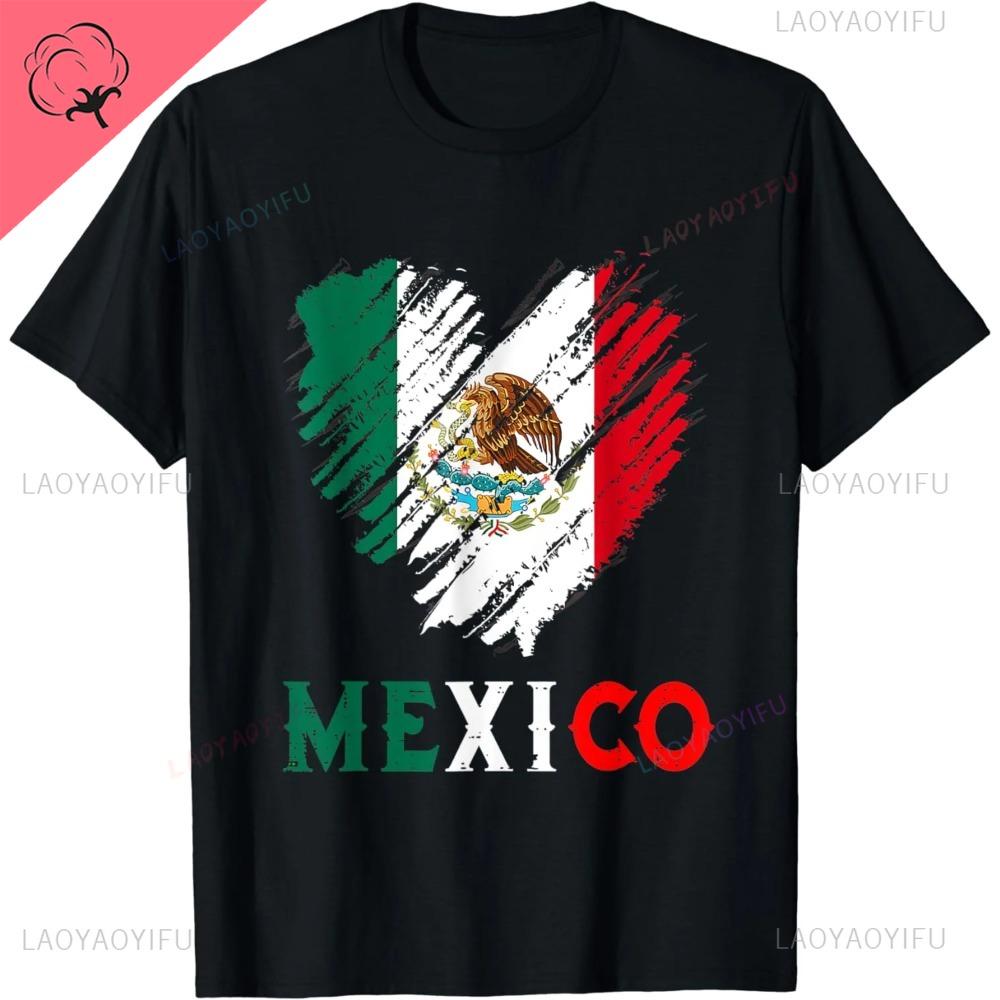 Мехико Мексиканский флаг Сердце Высокое качество Мужские футболки Viva Mexico Эстетика День независимости Унисекс Футболка Топы Ropa Hombre