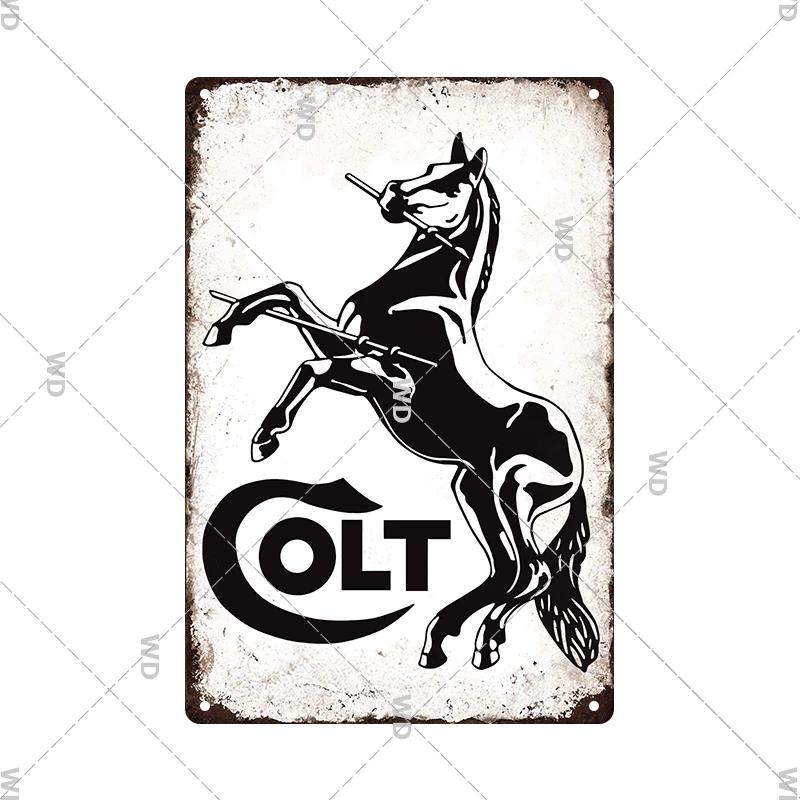 Pistola Co2 Arma Metal Brand Colt Gun Poster Vintage Metal Tin Sign Retro Plaque Plate for Garage Man Cave Tools Wall Decor