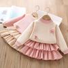 Knitted Children's Sweater Fashionable and Cute Baby Girl Clothing Autumn Warm Baby Set Children's Clothing 2PS