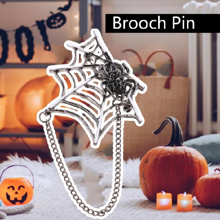 Значок на лацкан в виде паутины с цепочкой для куртки, шляпы, сумки, панк-брошь в виде паутины, значок на Хэллоуин = Украшения для мужчин и женщин