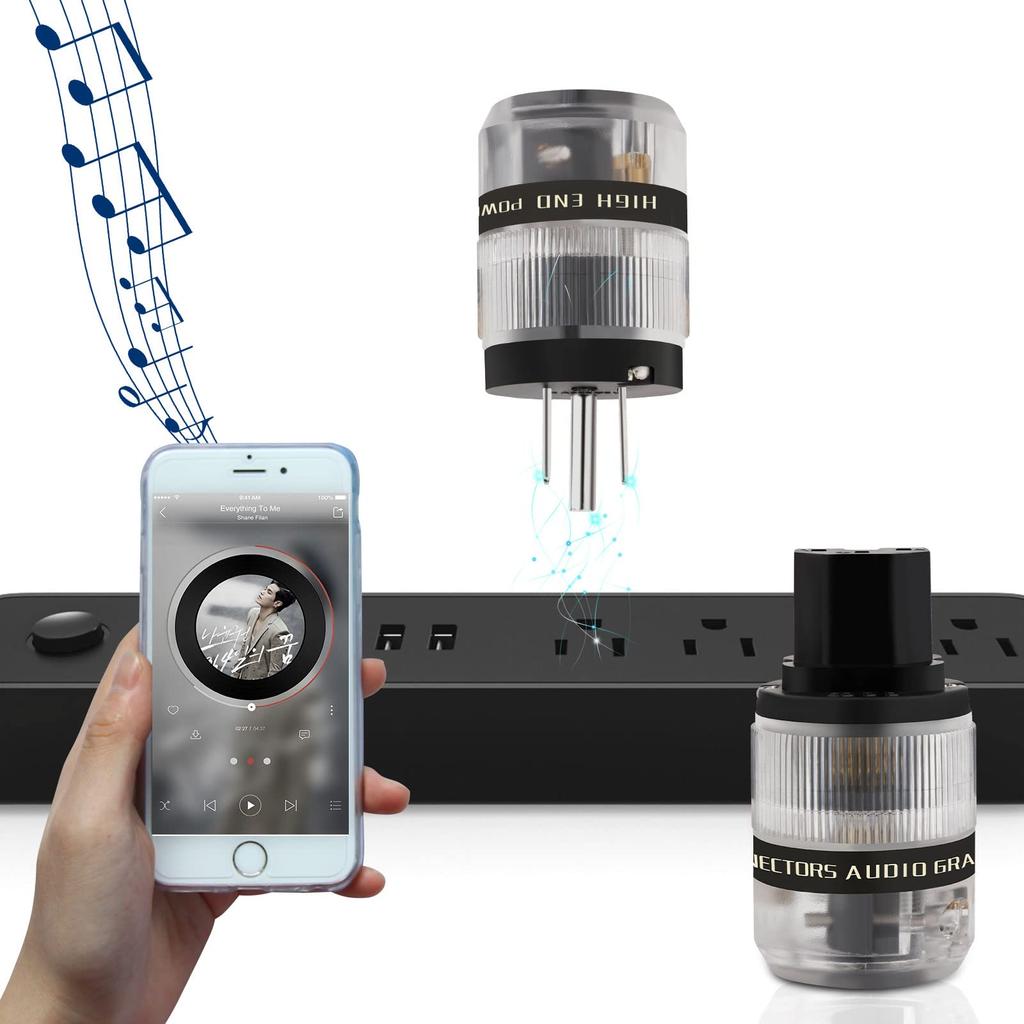 Preffair Brass Audio Power DIY Power Compatible with IEC320C13 Pair of AC Power Female to Male for Audio Audio Power and Audio Power Cords 3-Pin Plug,