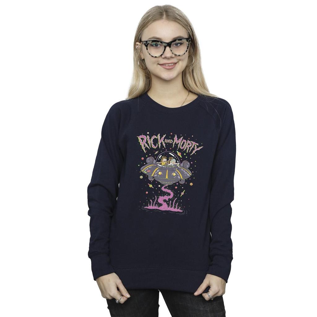 Rick And Morty Womens/Ladies Pink Spaceship Sweatshirt