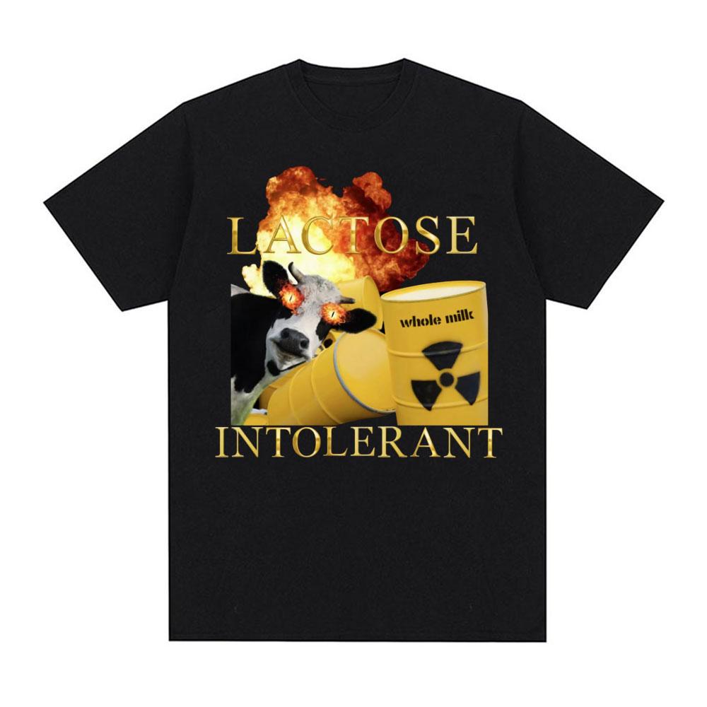 2526 Lactose Tolerance Fun Meme Pattern Tshirt Retro Hiphop Womens Shortsleeved Tshirt 100 Pure Cotton Printed Tshirt
