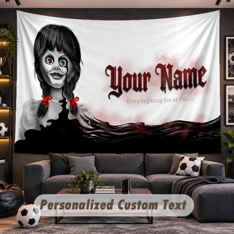 The Conjuring Annabelle Personalized Tapestry Support Custom Name, Wall Art Home Decoration