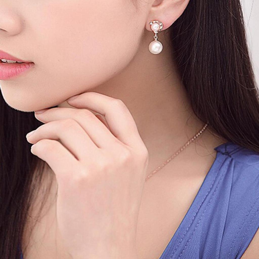 Элегантные серьги-гвоздики Princess Shiny Rhinestone с круглым искусственным жемчугом AVE