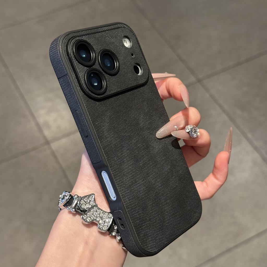 Solid Leather Phone Case for iPhone 17 Air 16 15 14 Plus 13 12 11 Pro Max Soft Silicone Bumper Matte Shockproof Cover
