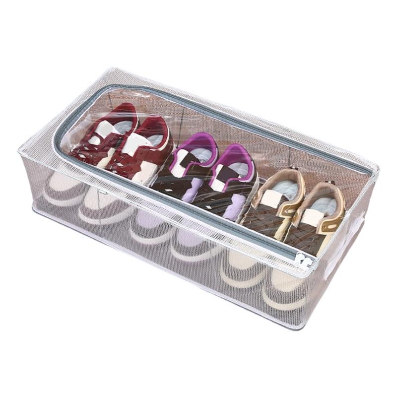 Foldable Clear Shoe Container Sturdy PVC Materials And Metal Frame Compact Home Organization Shoe Storage Box