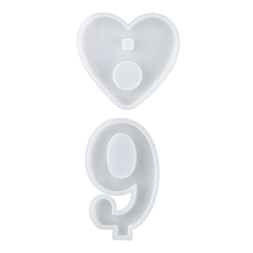 1-10 Numbers Shape DIY Silicone Mold 3D Handmade Candle Holder with Heart Base Gypsum Resin Mold Craft Candlestick Mould