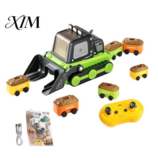 Boys Girls Bulldozer Toy Magnetic Remote Control Toy, Electric Snake Game Construction Truck Parent Child Interactive Car 2 Players Competitive RC