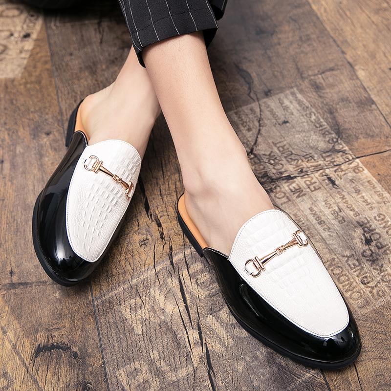 Роскошный дизайнерский бренд Мужские сандалии с узором аллигатора Полупайеточная обувь для мужчин Мюли Повседневная обувь Шлепанцы Лоферы Тапочки