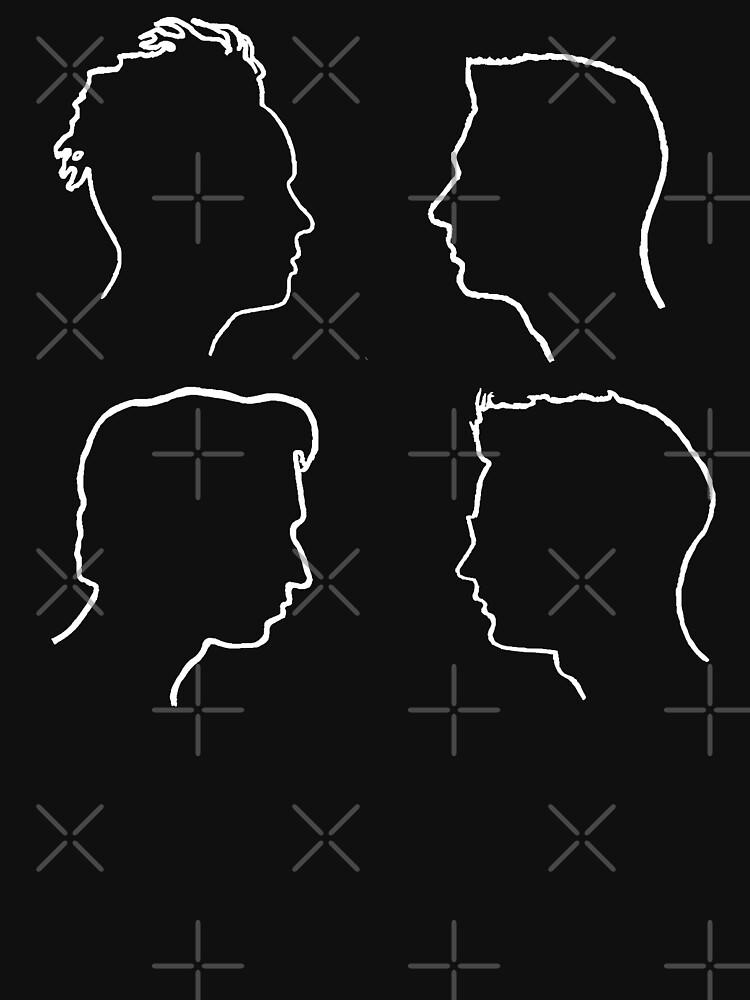 Depeche Mode members juxtaposed profile white outline red background Classic T-Shirt