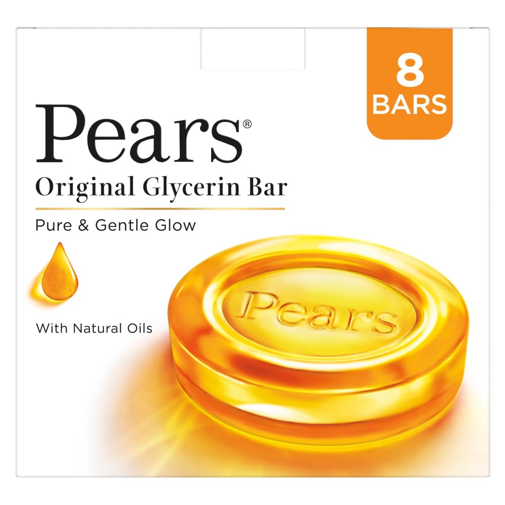 Pears Original Glycerin Soap Bar - Pure & Gentle Glow | With 98% Pure Glycerin | For Hydration & Glow | With Plant Based Cleanser for Skin & Body |