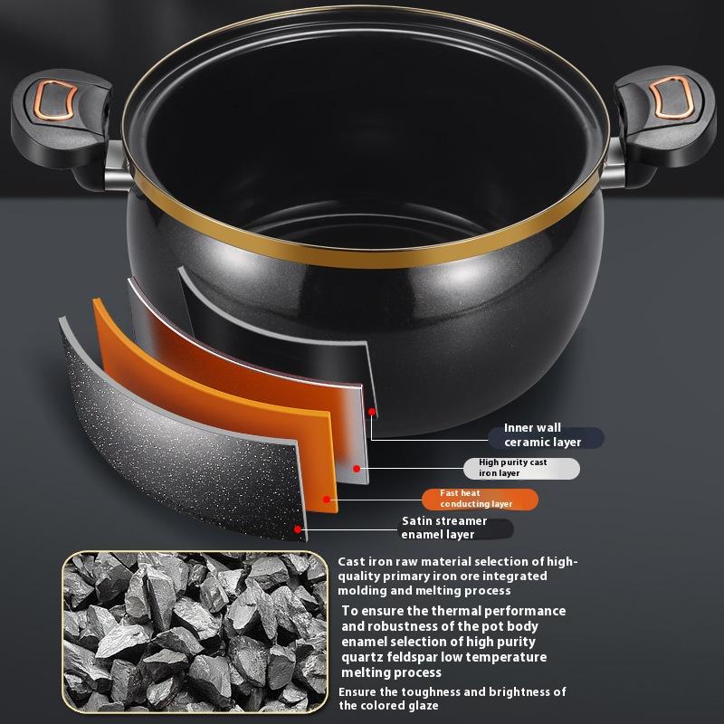 Новая эмалированная керамическая хрустальная кастрюля, микрокастрюля для супа, бытовая многофункциональная кастрюля большой емкости для тушения, горячая кастрюля