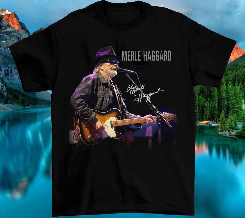 Merle Haggard Signature Cotton T- Shirt Unisex All Size S To 2345XL Unisex unisex T-Shirt