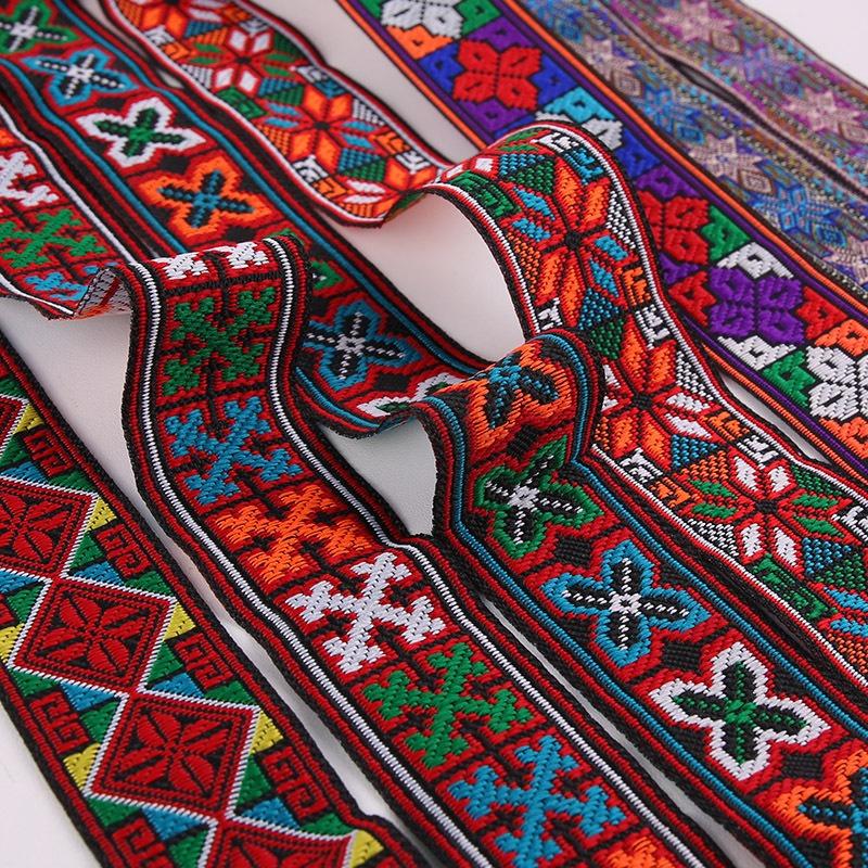 6.8m Ethnic Embroidery Lace Trim Ribbon DIY Fabric Craft Supplies