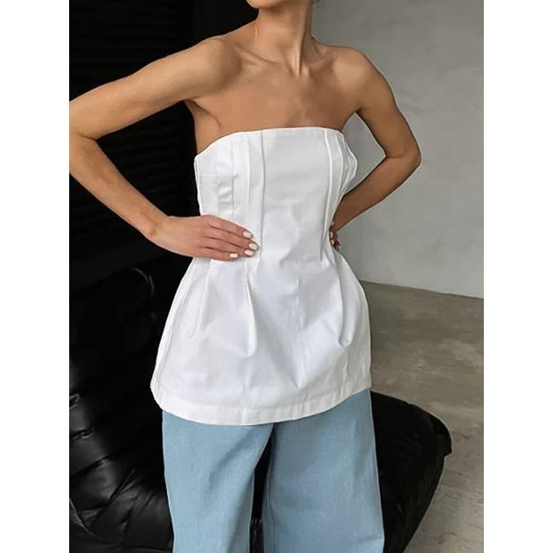 European and American Women Vest Slim Fit White Tube Top Top 2025 Summer Leisure