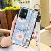 Silicone Flower Phone Case For Blackview Oscal C70 Kickstand Waterproof Dirt-resistant Shockproof Wrist Strap Durable
