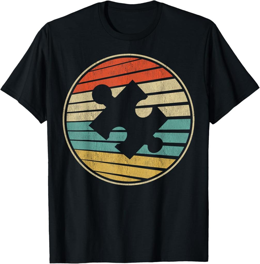 Cute Autism Awareness 70s 80s Mom Dad Puzzle Unisex T-Shirt