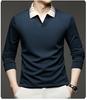 Модная футболка для мужчин среднего и молодого возраста с длинными рукавами и воротником, осенняя мужская повседневная рубашка поло, осенняя одежда
