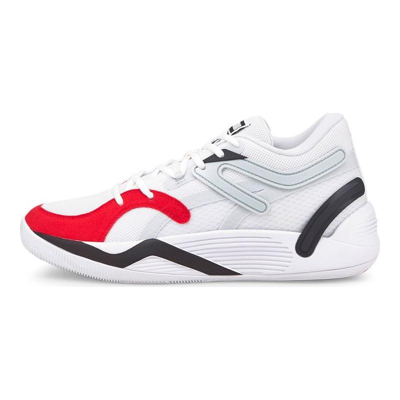 Puma Trc Blaze Court Fashion Удобная амортизация Нескользящие Износостойкие Баскетбольные кроссовки средней высоты Мужские кроссовки Белый Красный 376582-15