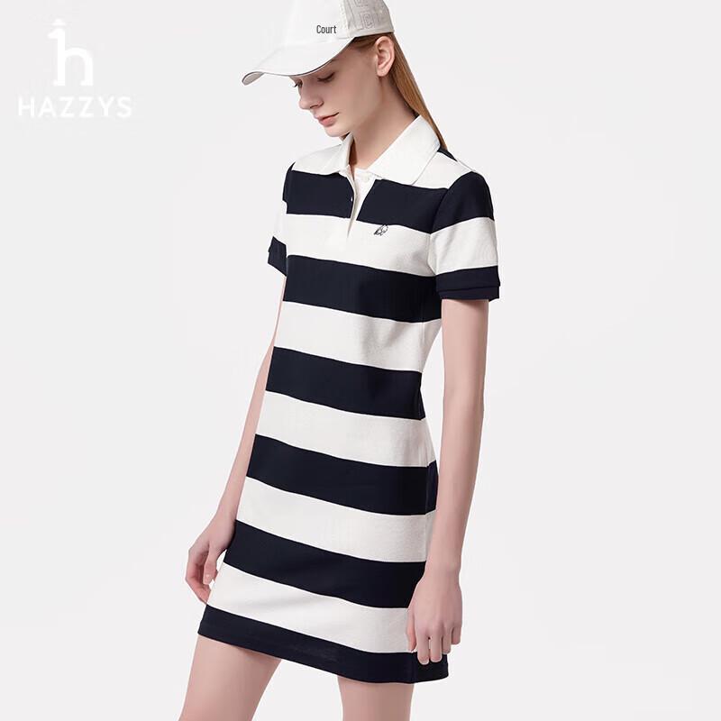 HAZZYS Women's PHIZ Series Color-block Stripe Polo Dress