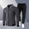1 комплект, мужской спортивный костюм, воротник-стойка, куртка на молнии, брюки для бега на шнурке, спортивная одежда, осень-зима, уличная одежда для бега, велоспорта, бейсбола
