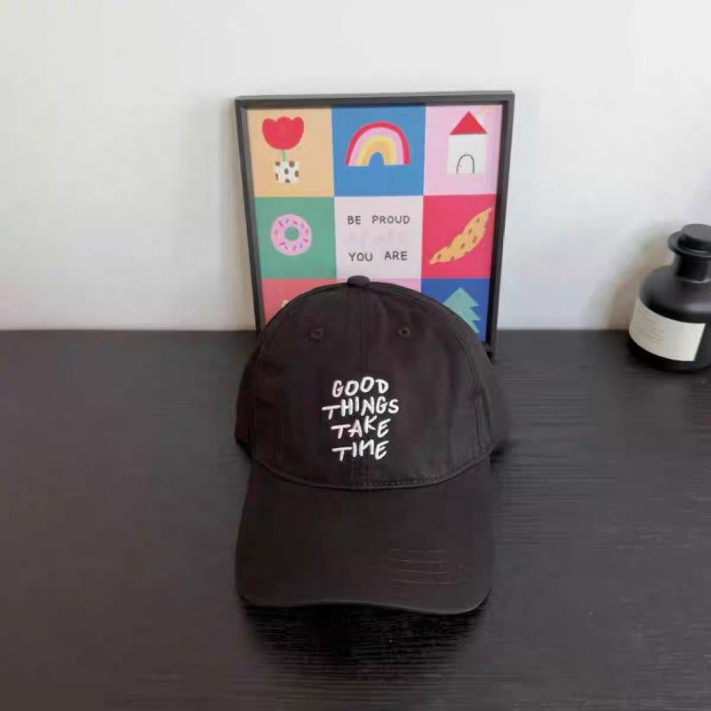 Hat Street Versatile White Letter Embroidery Cap Women's Big Head Circumference Face Small Shade Baseball Cap