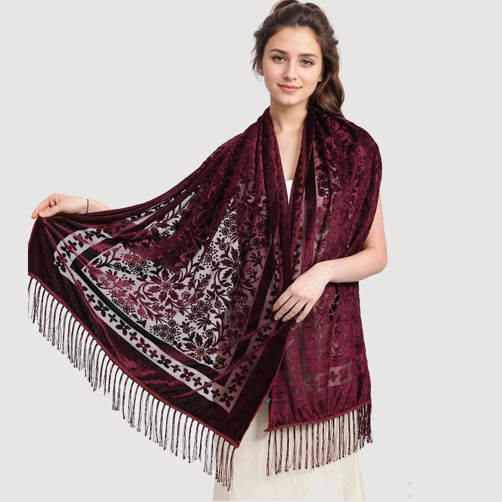 New Boho Velvet Shawl Ethnic Dinner Dress Shawl Multifunctional Scarf Head-wrap