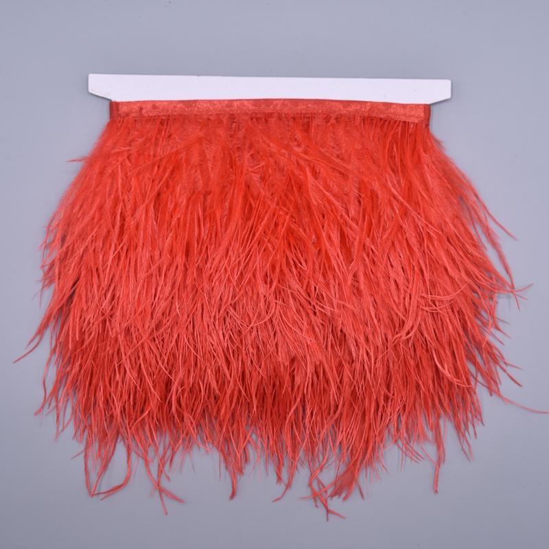 10Meters Colored Ostrich Feathers On Ribbon Trim 8-10Cm Skirt Fringe On Tape Ostrich Feather Trims Sewing Trimmings Decoration