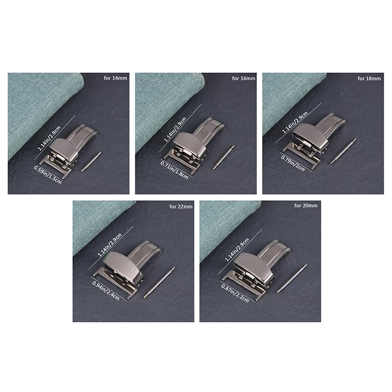 Раскладывающаяся застежка-бабочка из нержавеющей стали для часов 14 мм, 16 мм, 18 мм, 20 мм, 22 мм, застежки для часов, раскладывающиеся пряжки, застежка на кнопке