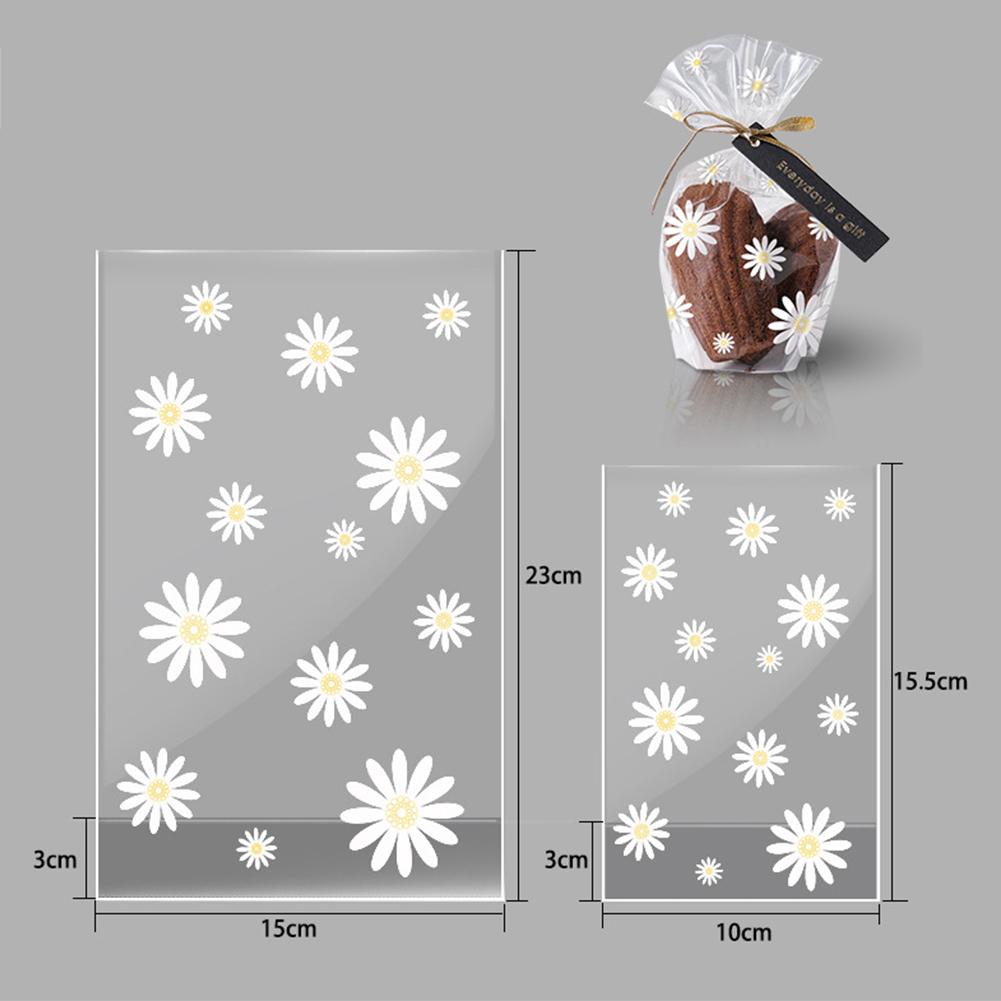 100 шт., прозрачные упаковочные пакеты с изображением ромашки, сумка для хранения хлеба, печенья, закусок, рождественское яблоко, шоколад, конфеты, вечерние подарочная сумка