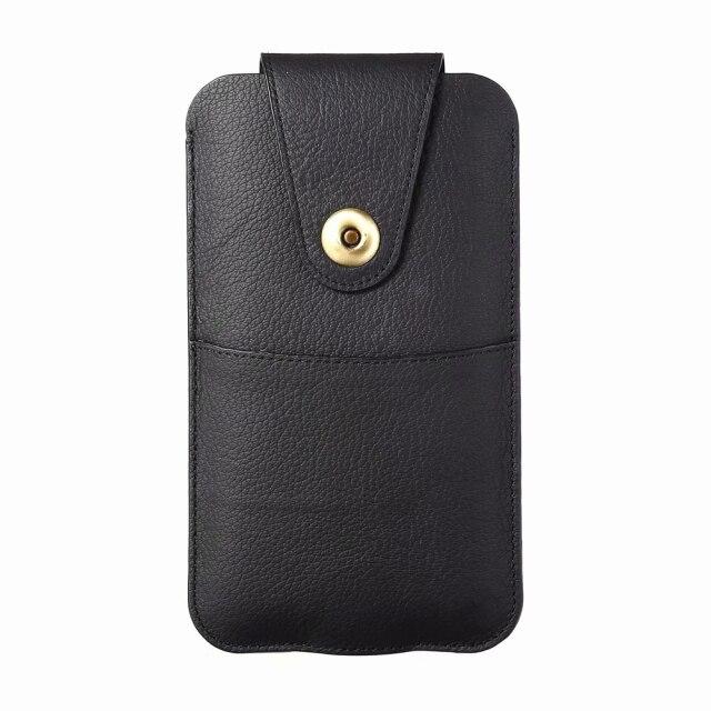 Universal Pouch Belt Clip Holster Case Genuine Leather Belt Phone Pouch For Samsung S21 Ultra S20 Plus Note 20 10 Pro Lite 9 Cellphone Protective Bag