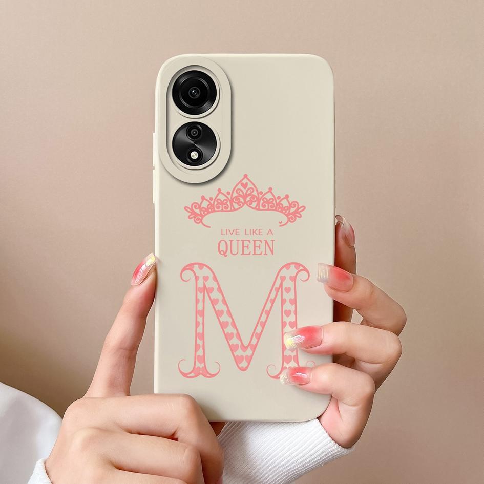 Phone Case For Oppo Reno10 Pro 6 7 8 Pro+ Lite Fashion Cover Crown Letters Phone Bags Camera Protection Matte Soft Silicone Shockproof For Oppo Bumper