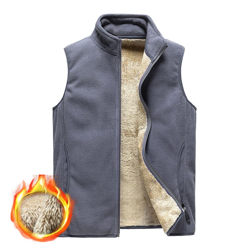 Осенне-зимний бархатный жилет, мужской однотонный жилет на молнии, мужской теплый бархатный жилет из ягненка, большие размеры M-8XL