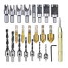 23PCS Hole Drilling Bit Set Stainless Steel Brass 14in Hex 38in Round Countersink Drill Bit Set