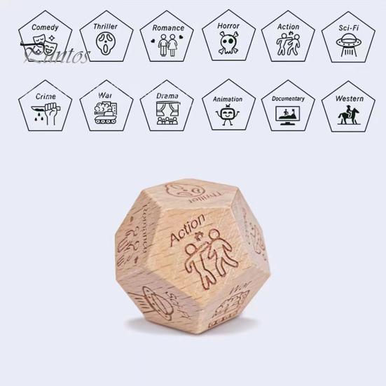 Food Decision Tool 12 Sides Dice Wooden Couple Date Night Ideas Portable Dinner Takeaway Decider Adults Girlfriend Boyfriend Props Choice