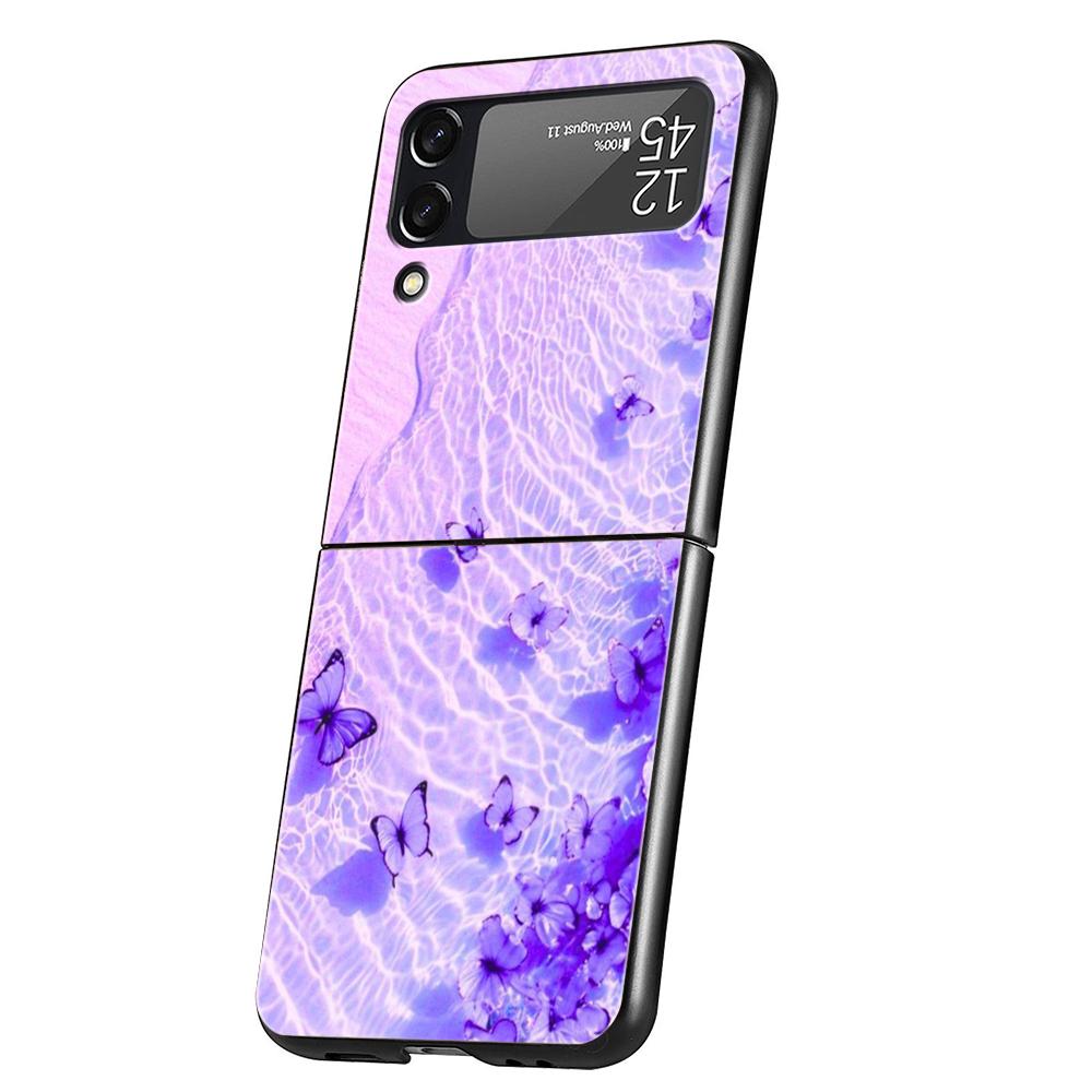 Чехол для телефона Samsung Galaxy Z Flip 3 4 5 6 Жесткий Складной ПК Для Samsung Z Flip3 Flip4 Flip5 Чехол Синяя Бабочка Океанские Волны