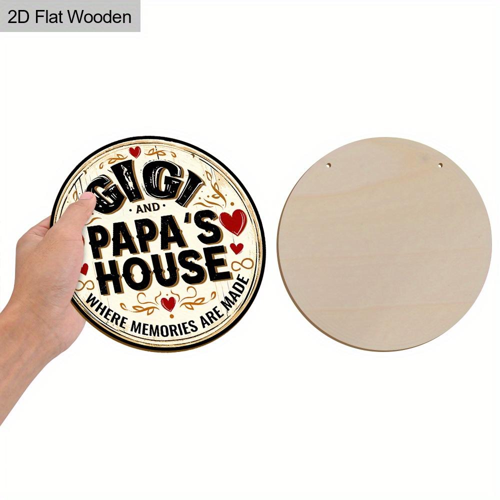Деревянная табличка в деревенском стиле с надписью GIGI PAPA'S HOUSE - Круглое украшение для воспоминаний для входной двери, стены, крыльца, забора - Идеальное подвесное украшение