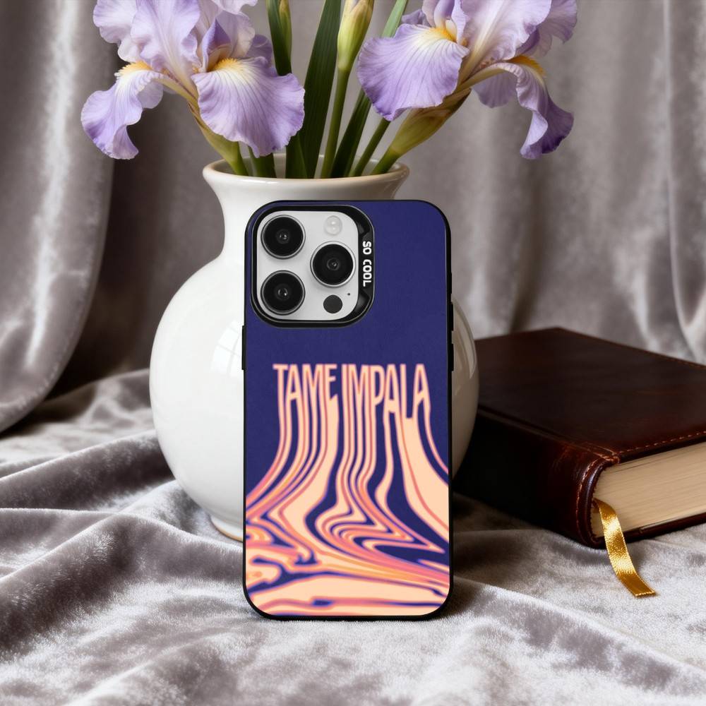 Чехол для телефона Epiphany Pop T-Tame I-Impala Band для iPhone17,16,15,14,13,12,11 Plus,Pro Max Черный Покрытие Серебряный Конфетный