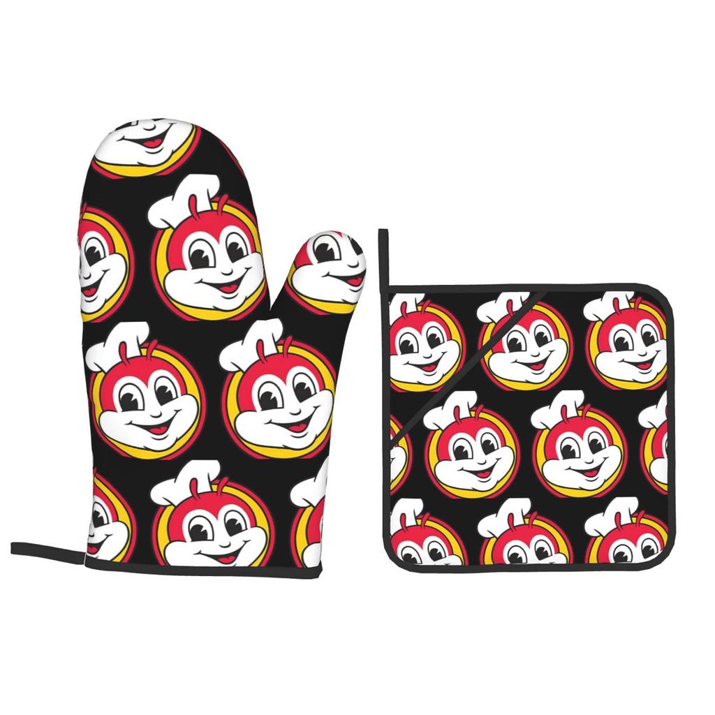 Jollibee Oven Mitts and Pot Holder Sets of 2 for Baking Kitchen Cooking BBQ Resistant Non-Slip Gloves