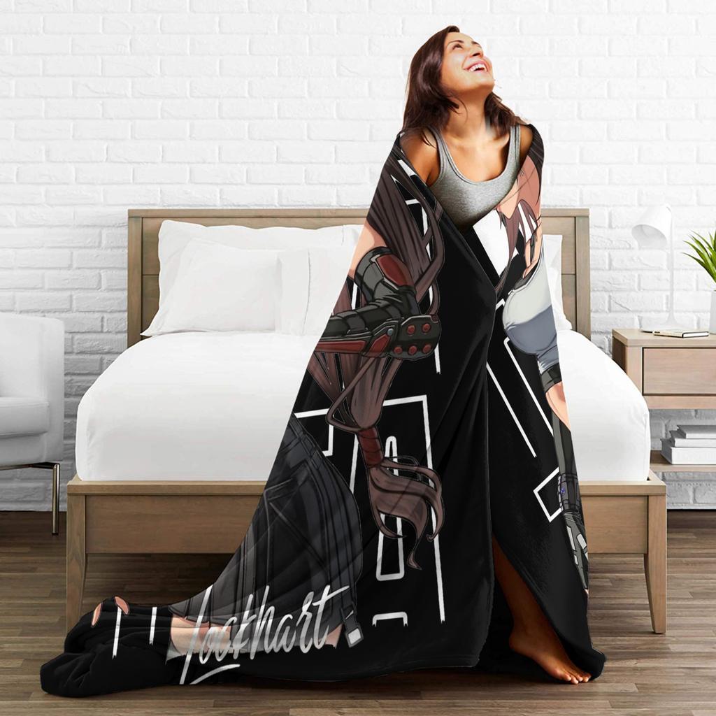 Anime Cheerful Tifa Lockhart Flannel Throw Blankets Finals Fantasys Blanket for Home Couch Super Warm Plush Thin Quilt,