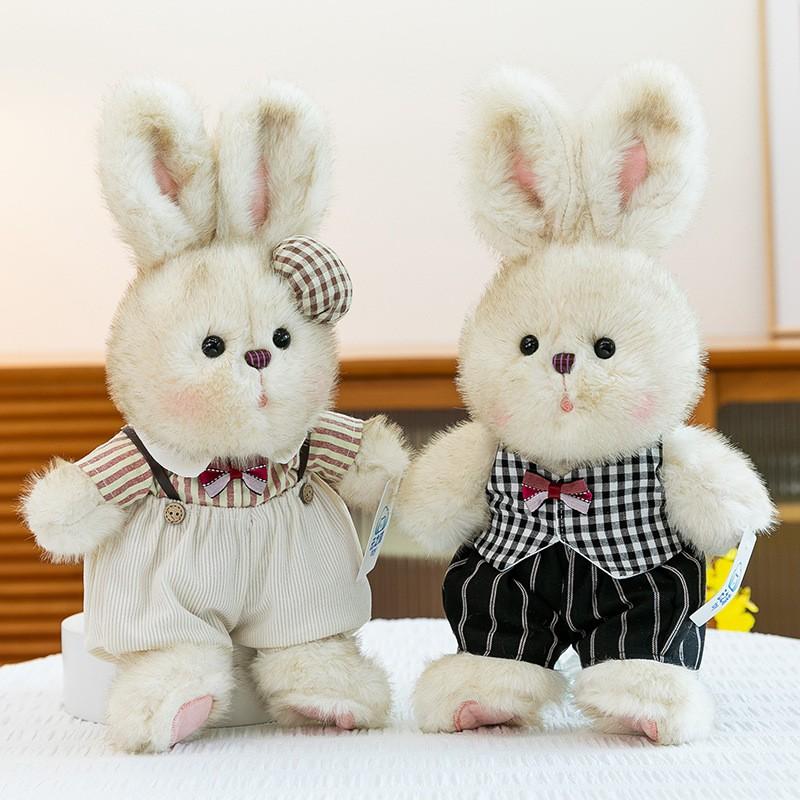 Retro Style Couple Rabbit Plush Toy Set Wedding Bedding Valentines Gift Home Decor - 35cm 50cm