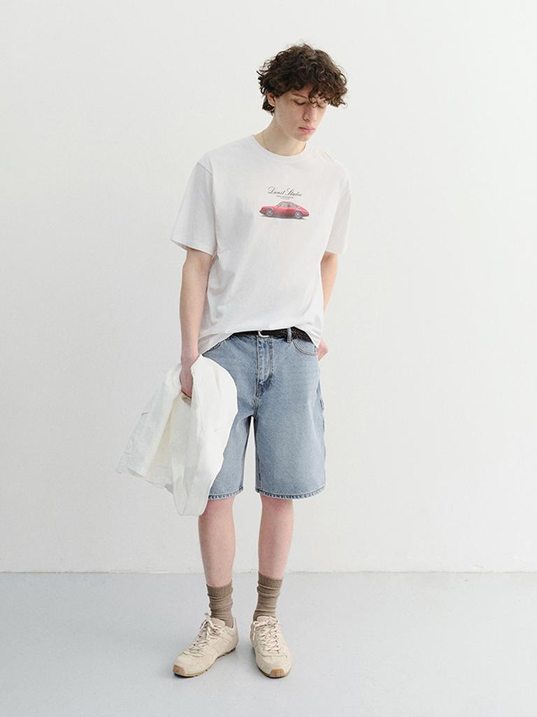 Deonseuteupomaen Летний Отпуск Автомобиль Футболка_Унисекс_Udts6B143_Слоновая кость