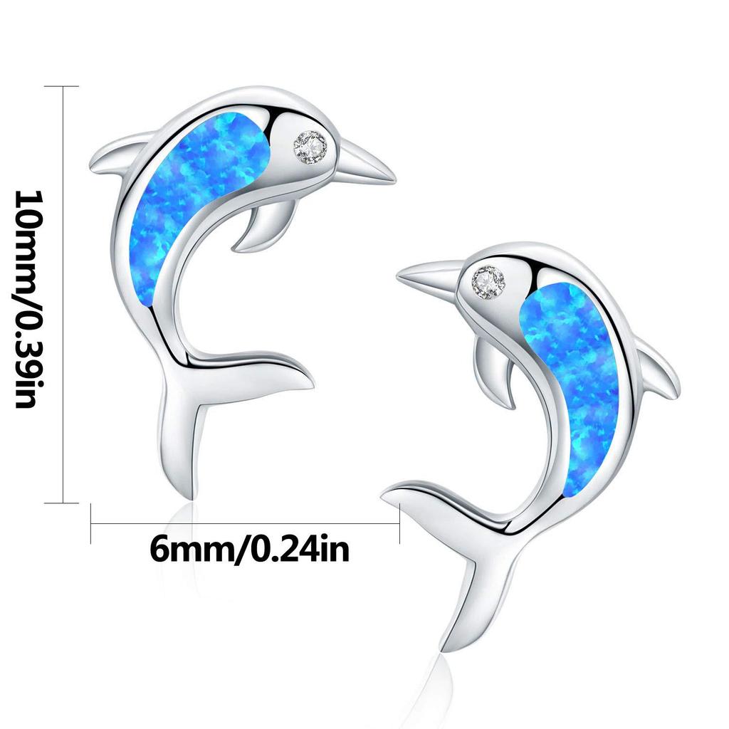 Серьги с дельфинами из опала - Милые модные украшения для девочек